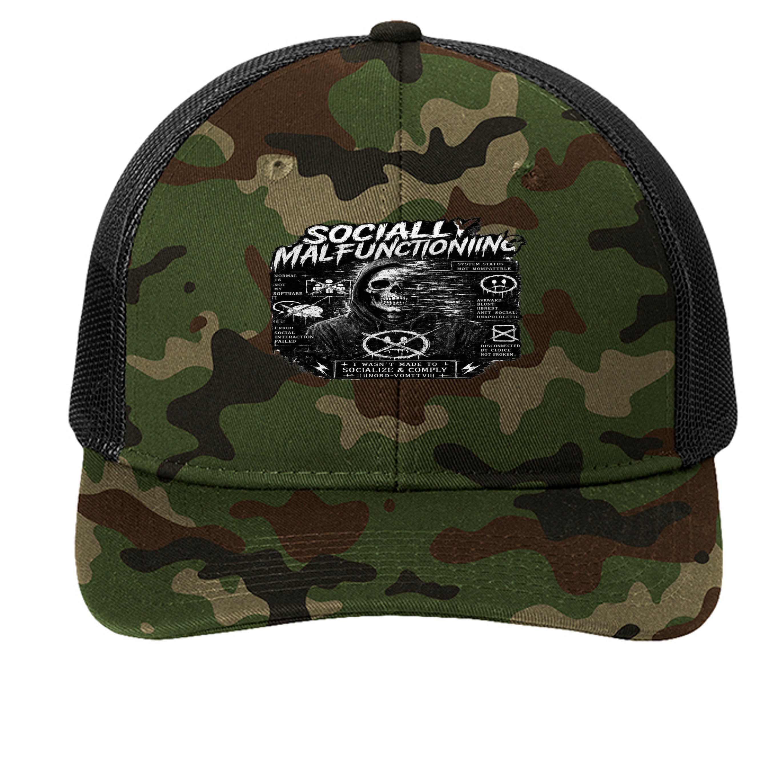 Woodland Camo/ Black - C402 - FRONT
